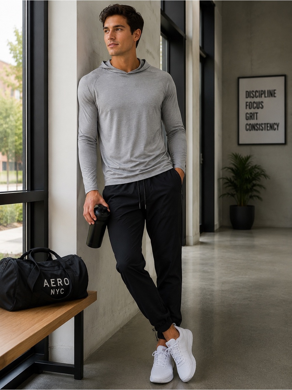 Aeropostale Active Stretch Jogger Pants Black Men’s Medium Zip Pocket Athletic